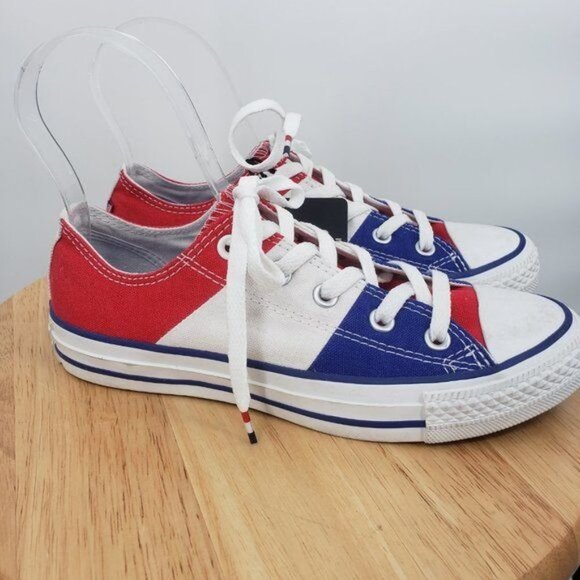 CONVERSE All Star Ox Sneakers Fly Your Colors America RWB Wide Stripe M4 W6 NWT - Picture 3 of 12